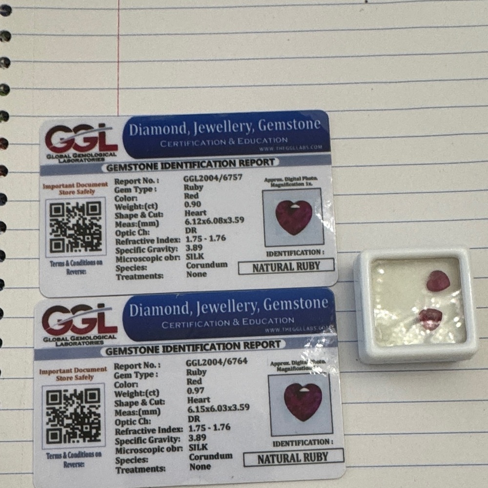 Heart-Cut Natural Ruby Gemstones - Red